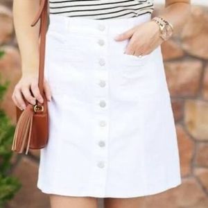 Madewell White Stretch Denim Skirt: Button‐Front